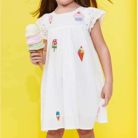 NWT! Lola + The Boys All About the Beaded Ice Cream Ruffle White Dress Size 10Y - Picture 1 of 9
